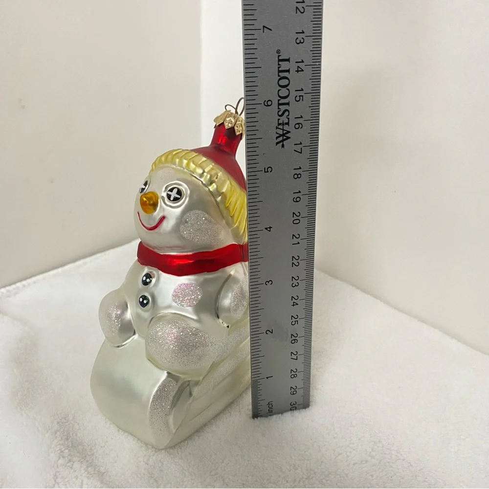 Department 56 Vintage Festive Snowman Sledding Christmas Ornament Whimsical